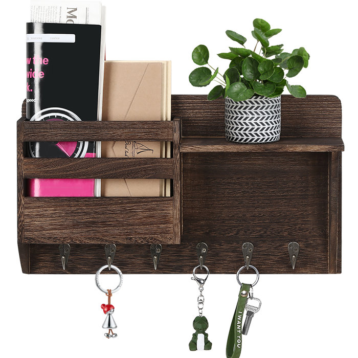 Gracie Oaks Khory Antique Floating Shelf Letter Slot Wall Mount Key